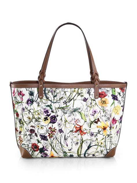 gucci craft floral canvas tote|genuine gucci bag purse tote.